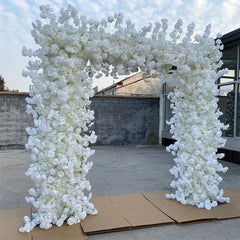 White Cherry Blossom Rose Flower Row Runner Wedding Background Arch Deco Floral Arrangement Hanging Flower Row Centerpieces Ball